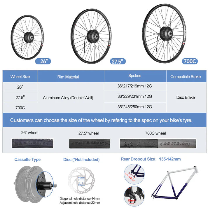 BAFANG 48V 500W Rear Hub Motor kit